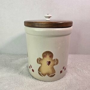 Gingerbread Ceramic Canister with Wooden Lid